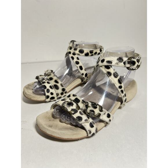 RARE Tatami Birkenstock Spot Calf Hair 2 Buckle Strap Ankle Wrap Sandal 38 7-7.5 - Picture 1 of 10